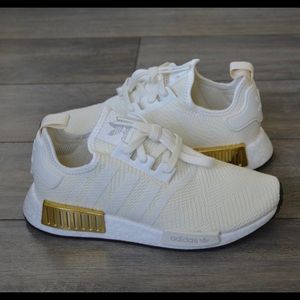 Adidas NMD R1 white gold running shoes size 8